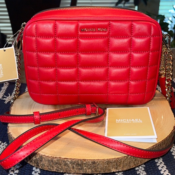 MICHAEL Michael Kors Handbags - NWT Michael Kors Lacore red MD camera bag leather